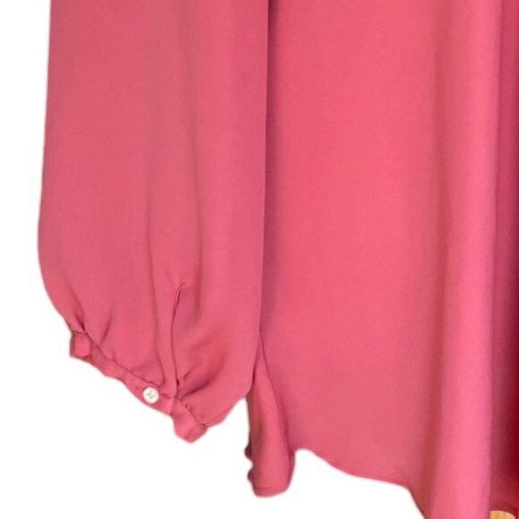 Lands' End Cowl Neck Blouse Sz 26W Rose Pink Chiffon Office Professional Tunic - Picture 10 of 14